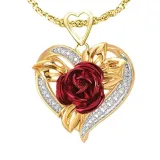 Rose Flower Diamante Ring Necklace Jewelry Set Love You Forever Gifts For Women Girls
