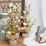Easter Ornaments Rabbit Front Door Wreath Thief Bunny And Egg Tree Desktop Decoration
