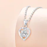 Sterling Silver Zircon Diamond Love Heart Pendant Chain Jewelry Necklace