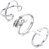 Fashion Jewelry 3PCS Silver Opening Adjustable Ring