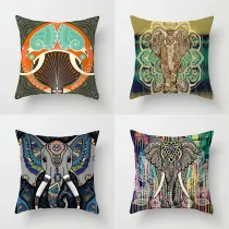 4PCS Elephant Pattern Design Home Cotton Decorative Throw Pillow Case Cushion Covers