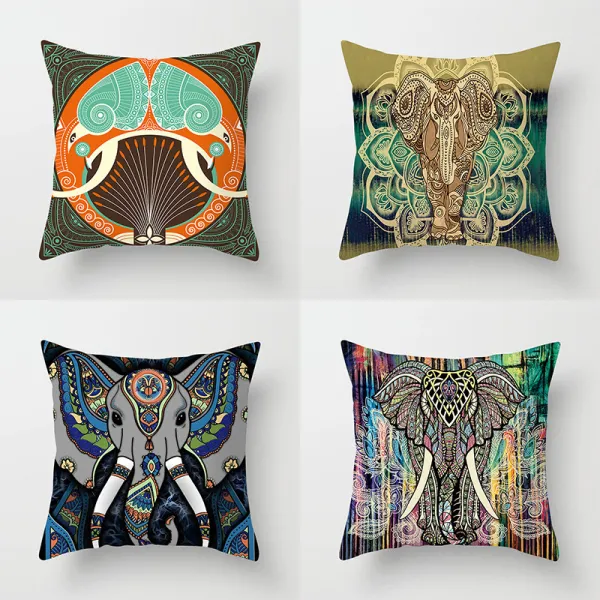 4PCS Elephant Pattern Design Home Cotton Decorative Throw Pillow Case Cushion Covers