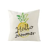 4PCS Home Cotton Decorative Hello Summer Throw Pillow Case Cushion Covers For Sofa Couch Bed Chair