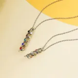 DIY Diamond Necklace Letter Pendant Name Engraved Custom with Birth Stone