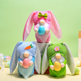 3PCS Easter Gnome Bunny Faceless Plush Doll Ornaments With Egg Carrot