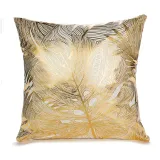 4PCS Home Cotton Decorative Throw Pillow Case Golden Leave Cushion Covers For Sofa Couch Bed Chair