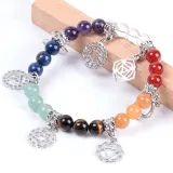 Rainbow Natural Stone Seven Chakra Small Commodities Classic Yoga Symbol Jewelry Bracelet