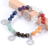 Rainbow Natural Stone Seven Chakra Small Commodities Classic Yoga Symbol Jewelry Bracelet