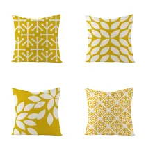 4PCS Home Cotton Decorative Geometry Leaves Throw Pillow Case Cushion Covers For Sofa Couch Bed Chair
