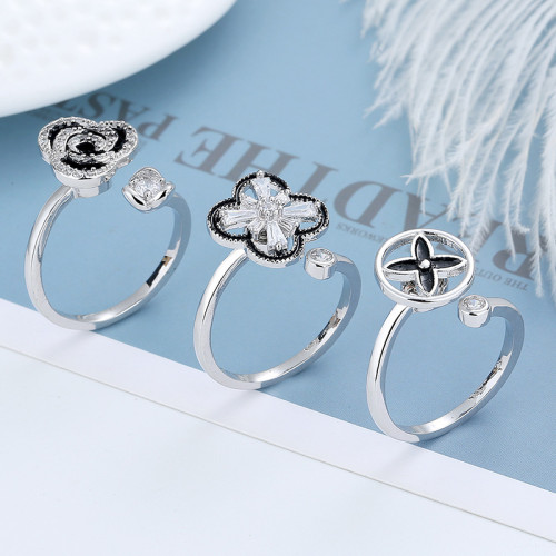 Flower Clover Stainless Steel Ring for Fidget Ring Anxiety Stress Relief