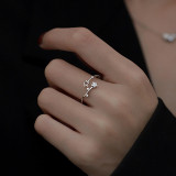 Hollow Out Star Silver Chain Diamond Ring Jewelry Gifts