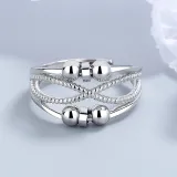 Silver Adjustable Anti Anxiety Spinner Rings Cubic Zirconia Infinity Ring Stackable Stress Relief Worry Rings with Box