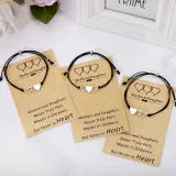 Mother Daughter Bracelet Necklace Hollow Stainless Steel Heart Matching Friends Gifts for Mother's Day