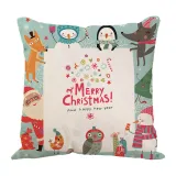 Green Linen Santa Claus Letter Pillow Sofa Pillow Case