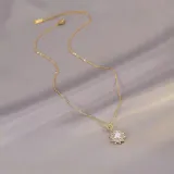 Gold Sunflower Clover Windmill Rotating Opening Ring Necklace Earring Jewelry Set