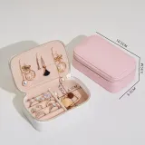 Rectangle Zipper Type PU Leather Jewelry Box For Girls and Women