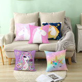 4PCS Home Cotton Decorative Cartoon Unicorn Throw Pillow Case Cushion Covers For Sofa Couch Bed Chair
