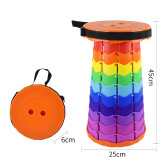 Portable Telescopic Folding Stools Rainbow Multicolor Collapsible Retractable Camping Fishing Hiking Stools