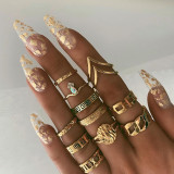 Gold Diamond Butterfly Snake Vintage Knuckle Stackable Finger Rings Set