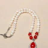 Pearl Jewelry for Women Girls Drop Freshwater Pearl Bracelet and Necklace Earrings Set With Box