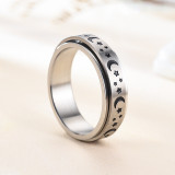 Star and Moon Stainless Steel Ring for Fidget Ring Anxiety Stress Relief