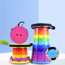 Portable Telescopic Folding Stools Rainbow Multicolor Collapsible Retractable Camping Fishing Hiking Stools