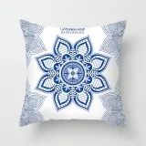 4PCS Home Cotton Decorative Celadon Flower Throw Pillow Case Cushion Covers For Sofa Couch Bed Chair