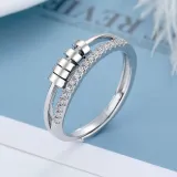 Silver Adjustable Anti Anxiety Rings Fidget Spinner Band Adjustable Stacking Spinning Worry Ring