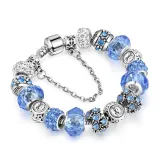 Women's 12 Constellations Crystal Beads Silver Bracelet Chain Charm Jewelry