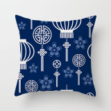4PCS Blue Chinese Pattern Design Home Cotton Decorative Throw Pillow Case Cushion Covers