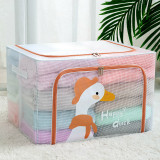 Storage Box Cartoon Grid Transparency Dustproof for Bedroom Clothes Toys Storage