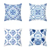 4PCS Chinese Style Geometry Decorative Throw Pillow Case Cushion Covers For Sofa Couch Bed Chair