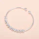 Silver Adjustable Anti Anxiety Beaded Chain Jewelry Bracelet