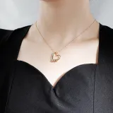 DIY Hollow Out Heart Bead Necklace with Name Engraved Custom Gift For Mom Friends