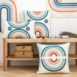 Circle Personality Rectangular Fringe Cotton Linen Decorative Throw Pillow Case Cushion Covers