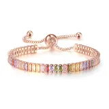 Square Multicolor Adjustable Crystal Birthstone Bracelet Gift For Mom Friends