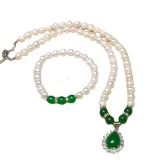 Pearl Jewelry for Women Girls Drop Freshwater Pearl Bracelet and Necklace Earrings Set With Box