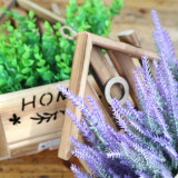 Artificial Lavender Eucalyptus with LED Hollow Out Wooden House Hanging Pendant Decoration