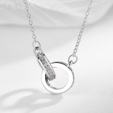 Full Drill Double Loop Diamond Pendant Chain Jewelry Necklace