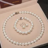 Pearl Necklace Set for Women Girls Round Shell Pearl Bracelet and Dangle Earrings Jewelry with Box