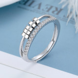 Silver Adjustable Anti Anxiety Spinner Rings Cubic Zirconia Infinity Ring Stackable Stress Relief Worry Rings with Box