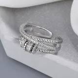 Silver Adjustable Anti Anxiety Spinner Rings Cubic Zirconia Infinity Ring Stackable Stress Relief Worry Rings with Box