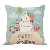 Green Linen Santa Claus Letter Pillow Sofa Pillow Case