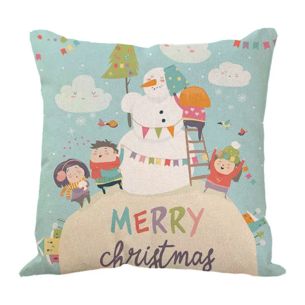 Green Linen Santa Claus Letter Pillow Sofa Pillow Case
