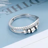 Silver Adjustable Anti Anxiety Rings Fidget Spinner Band Adjustable Stacking Spinning Worry Ring