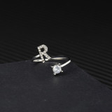 Letter Diamond Opening Adjustable Rings Jewelry
