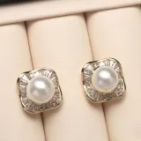 Mother's Day Gift Diamante Shell Pearl Flower Necklace Earrings Jewelry Set with Box