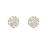 Gold Sunflower Clover Windmill Rotating Opening Ring Necklace Earring Jewelry Set