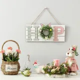 Easter Ornaments Rabbit Front Door Wreath Thief Bunny And Egg Tree Desktop Decoration