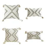 Tassels Decorative Geometric Striped Pillow Case Cushion Cover For Sofa Couch Bed Chair